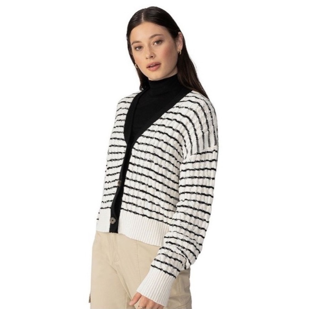 Modern Supply by Sanctuary Women's Striped Knit Cardigan Button Front Small